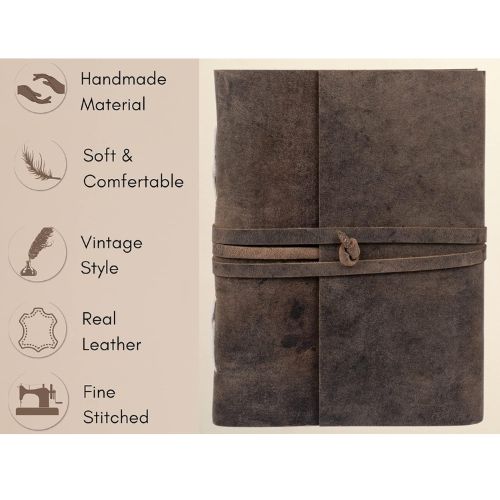 CraftShades – Leather Diary Antique Handmade Journal with Plain Paper for Men and Women, Gift for Raksha Bandhan as Art Sketchbook, Travel Diary and Notebooks to Write 6 x 8 Inch (Plain Paper)