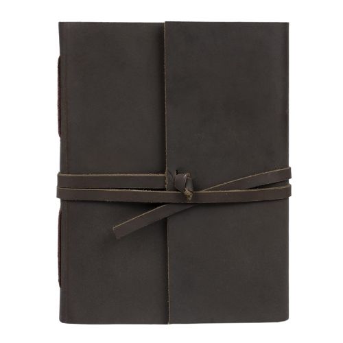 CraftShades – Handmade Vintage Leather Diary with Plain Paper for Men and Women, Raksha Bandhan Gift as Art Sketchbook, Travel Diary and Notebooks to Write, Best Rakhi Gift – 6 x 8 Inches – (Dark Brown)