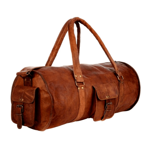 Craftshades – Handcrafted 28″ Curved Duffle Leather Bag | 100 Genuine Leather