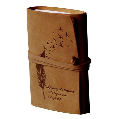 CraftShades – Leather Diary Embossed With Leaf of Tree & a Quote Antique Handmade Leather Bound Diary cum Notepad for Men and Women Plain Paper of 5×7 Inch Size 240 Pages Perfect for Travel Diary