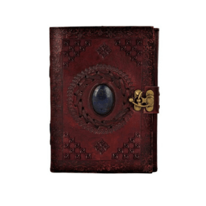 Craftshades – Metal Lock Single Stone Brown Embossed Design 7″5 Handcrafted Leather Journal/Diary 200 page | 100% Genuine Leather