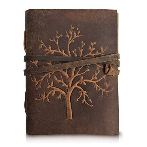 CraftShades – Tree Embossed Leather Diary, Brown Colour Antique Handmade Leather Bound Notepad for Men and Women 7 x 5 Inches, Gift for any one (VINTAGE TREE)