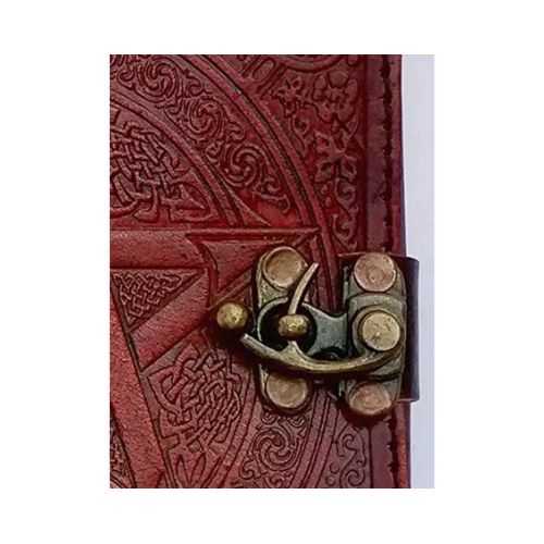 Craftshades -Handmade Leather Diary Embossed with star, journey & double wolf Diary with Antique Lock for Artist Sketchbook, Scrapbook, Drawing, Writing etc .Size 5 * 7 inch 