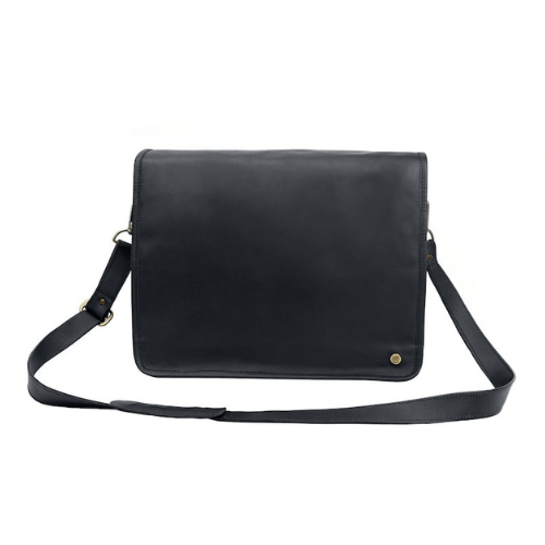 Craftshades – 10*13″Crossbody Handcrafted Small Goat Leather messenger bag – Black | 100% Genuine Leather