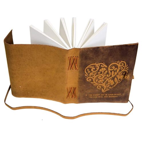 CraftShades – Leather Diary Heart with Quote Antique Handmade Leather Bound Notepad for Men and Women Unlined Paper Travel Diary and Notebooks to Write 7 x 5 Inches (Heart With Quote)