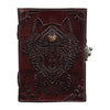 Craftshades- Handmade Leather Diary Embossed With Star, Journey & Double Wolf Diary With Antique Lock | 5.7 Inch | Wolf With Stone