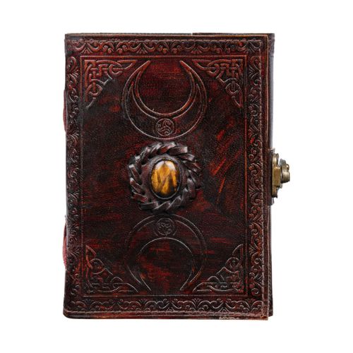 CraftShades – Leather Diary for Men & Women with Semi Precious Stone & Antique Buckle Lock, 240 Unlined 125 GSM Thick Papers Best for Artist Scrapbook, Drawing, Writing Size 5×7 inch (Brown)