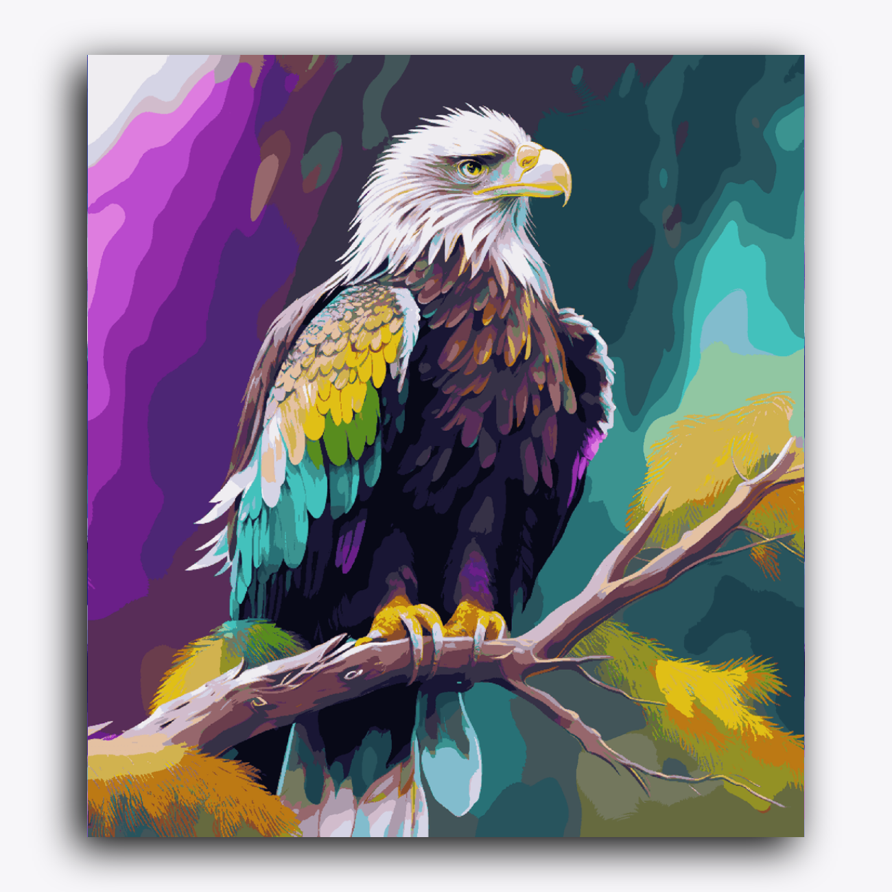 Colorful Bird with Yellow beak sitting on the Branch