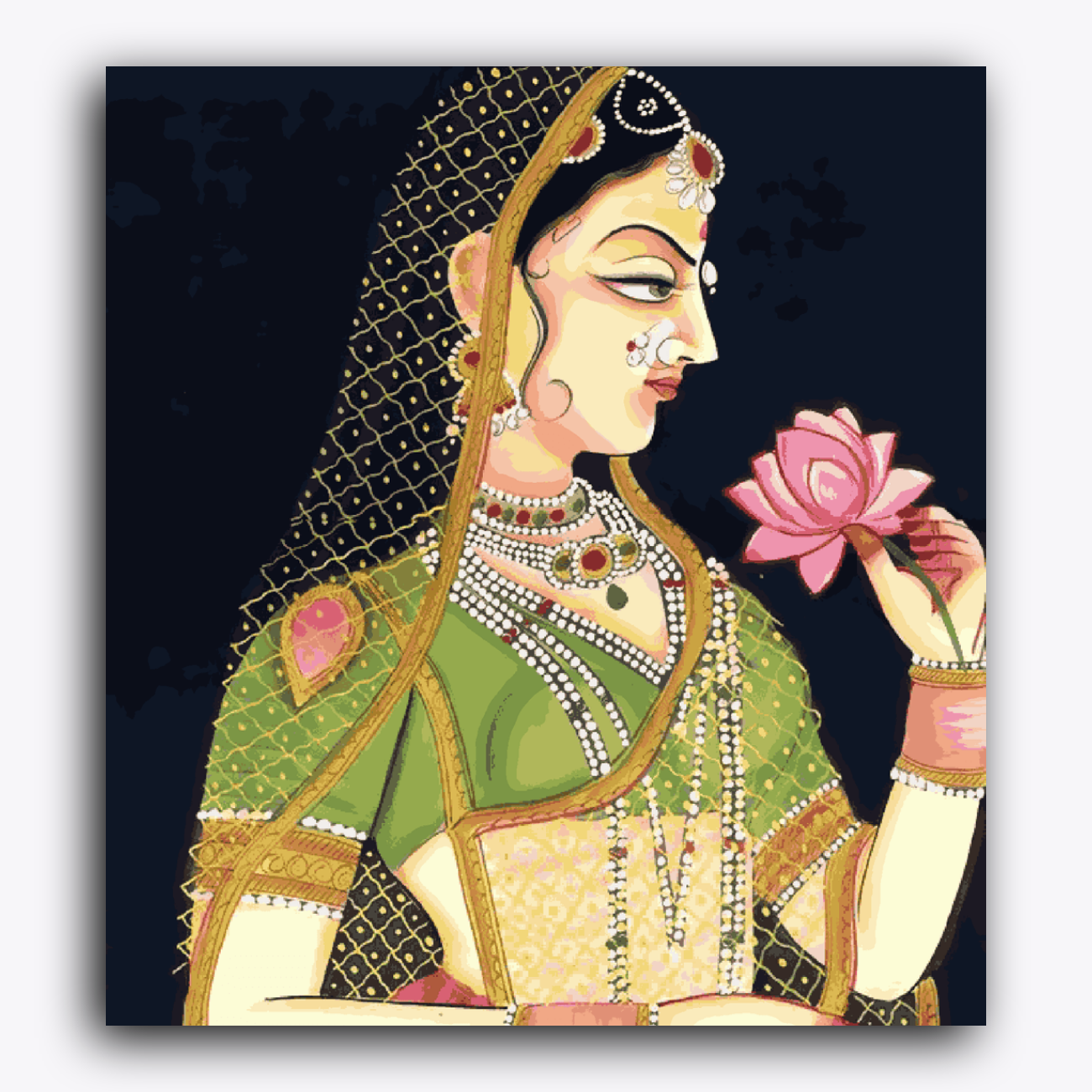 Elegant Mughal Art Painting