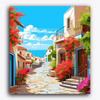 Paint Waint Courtyard with Flowers in Balcony