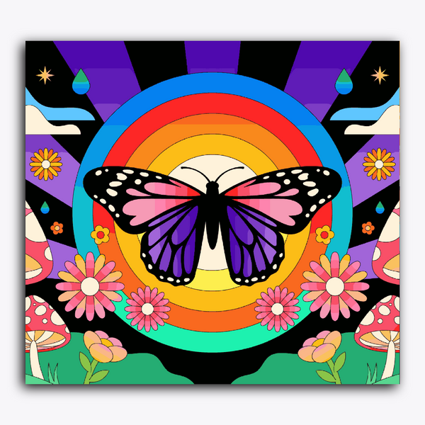 Paint Waint Colourful Butterfly with Flowers