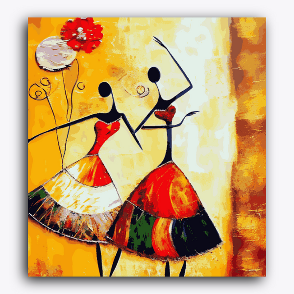 Paint Waint Girl Dancing Abstract Art Golden Paint Strokes