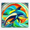 Paint Waint Dolphin with Colourful Strokes