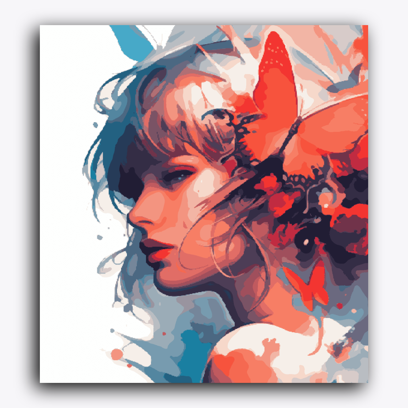Lady in Orange with Butterflies
