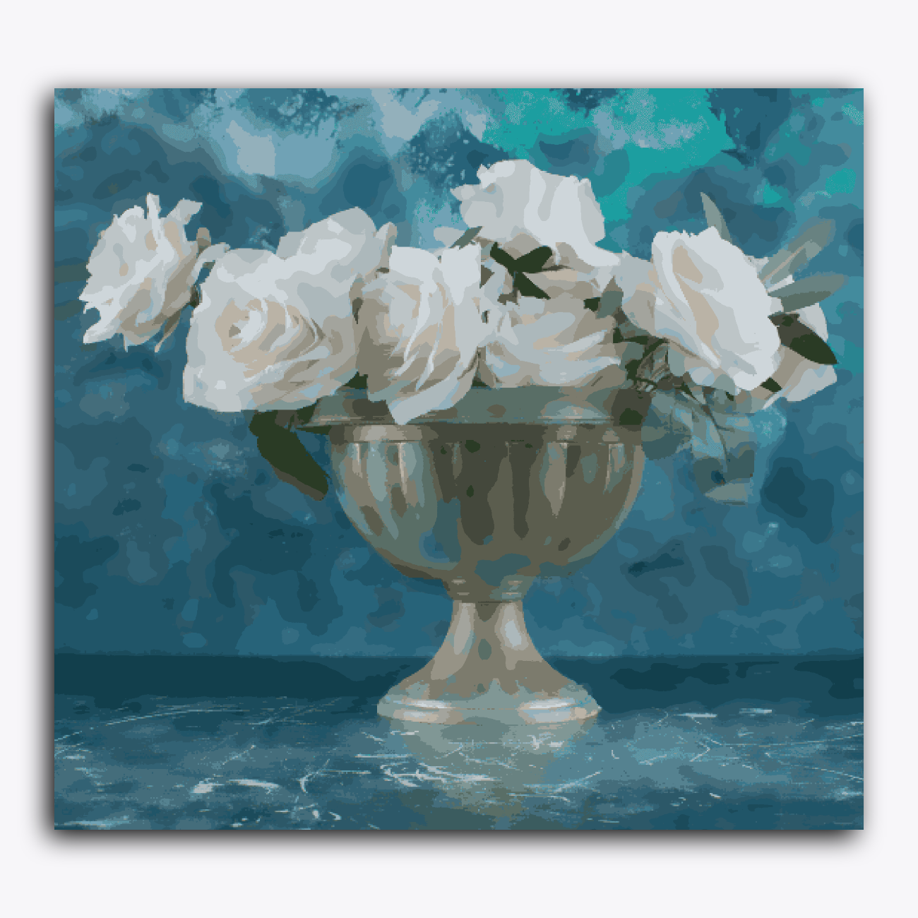 White Flowers in Blue