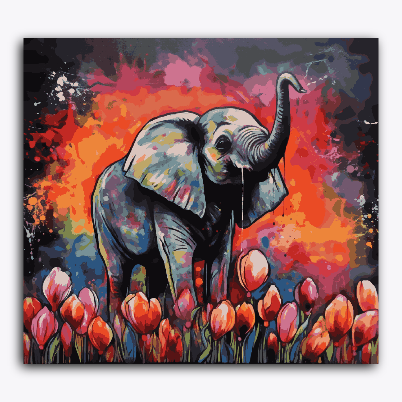 Elephant and Tulips