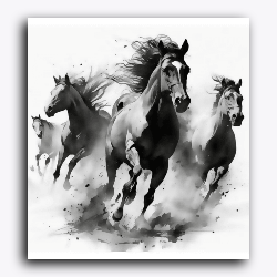 Group of Black Horse Monochrome