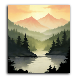 Mountains Sunset with River