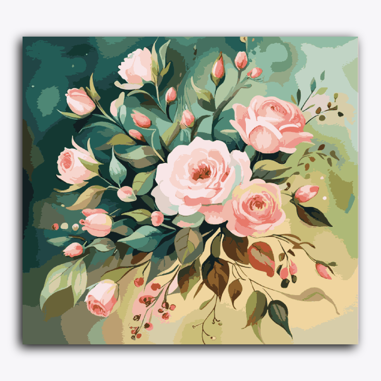 Pink Roses in Green Background