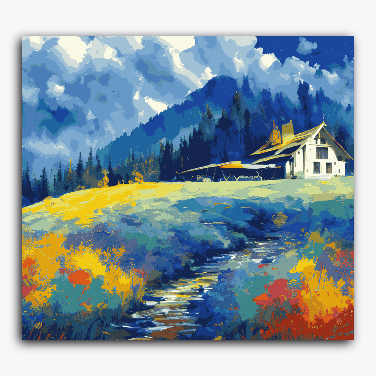 A House in Blue Background