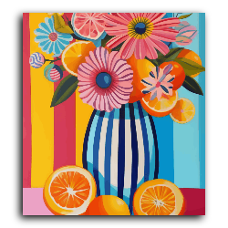 Paint Waint Flower Vase with Oranges