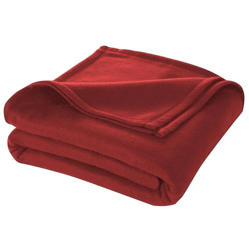 Cloth Fusion Polar Fleece AC Blanket for Winter Single Bed Soft Woolen Blanket for Travel & Sleeping Red