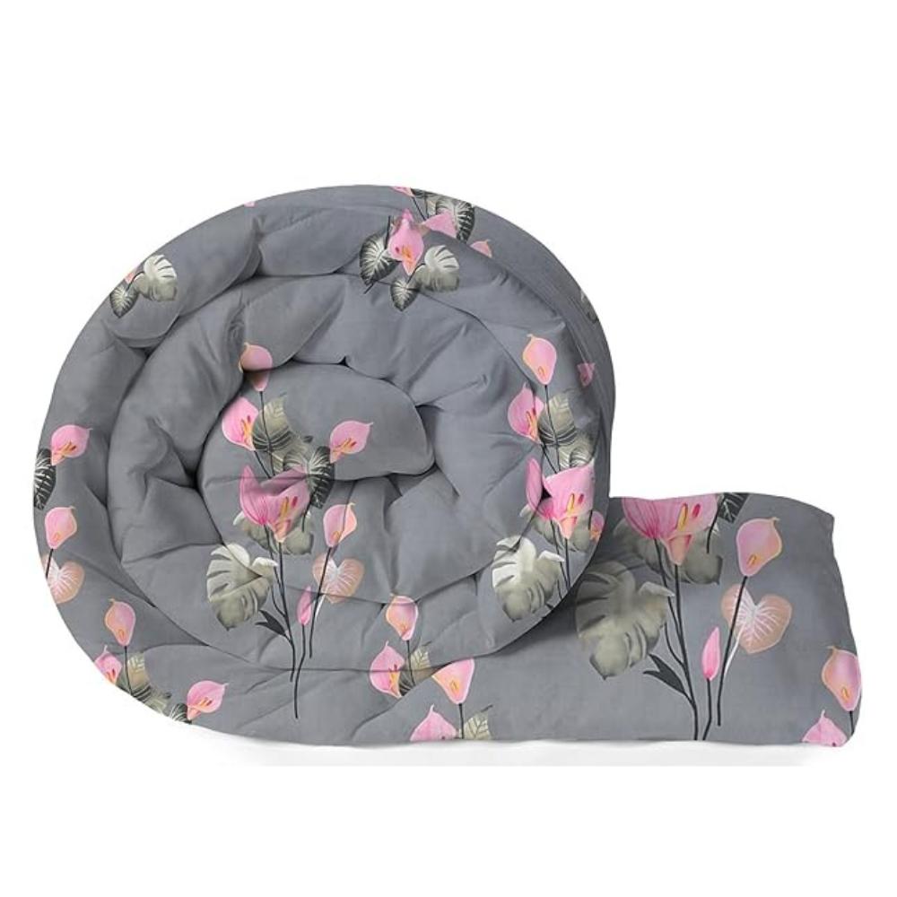 BSB Home Super Soft Glace Cotton Microfiber AC Comforter Double Bed Blanket Duvet Dohar Grey,Yellow & White