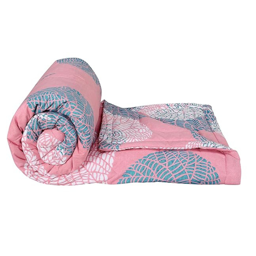 BSB Home Beautiful Print Cotton Reversible AC Blankets Comforter for Single Size Bed