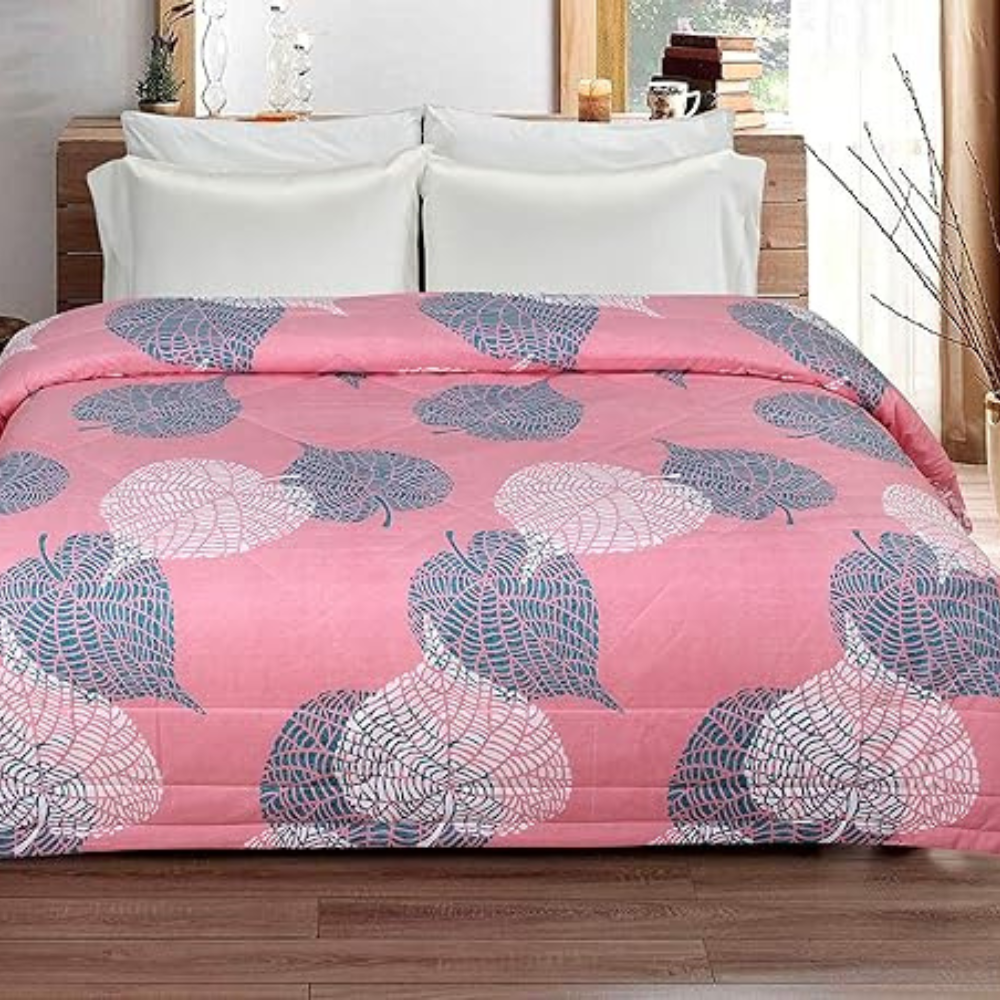 BSB Home 2nd Gen Microfiber Reversible AC Comforter Blanket for Winter Quilt Duvets for King Size Double Bed Light Green and Pink