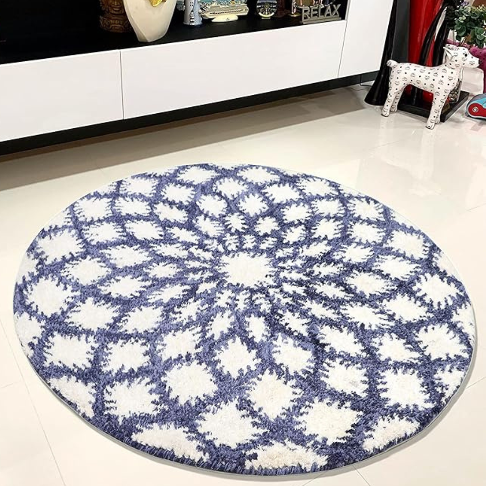 The Home Talk Tufted Round Wool Carpet Area Rugs for Living Room Bed Room