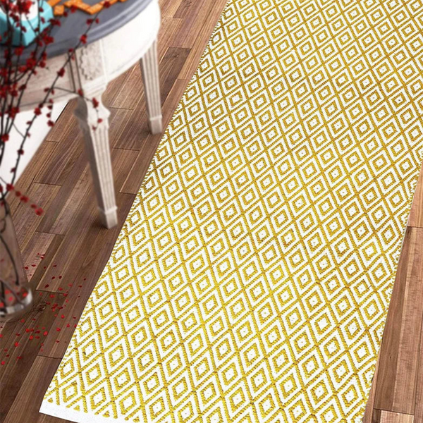 The Home Talk Weaved Cotton Carpets Contemporary Decorators Area Rugs Yellow