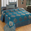 Fresh From Loom Chenille Velvet 500 TC Double Bed King Size Bedsheet Cum Bed Spread with 2 Pillow Covers Jhumka Skyblue