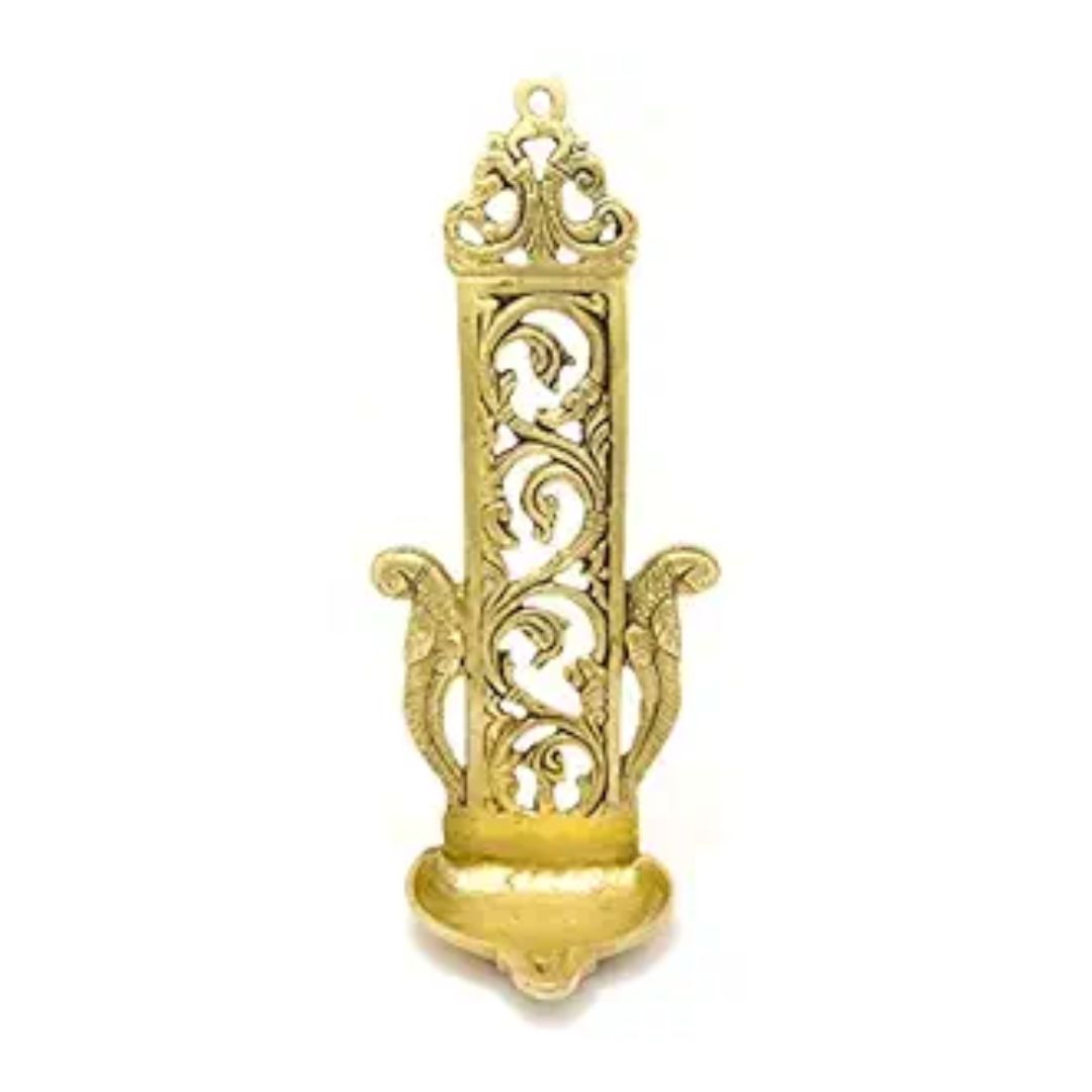 Two Moustaches Ethnic Indian Design Peacock Table/Wall Hanging Brass Diya