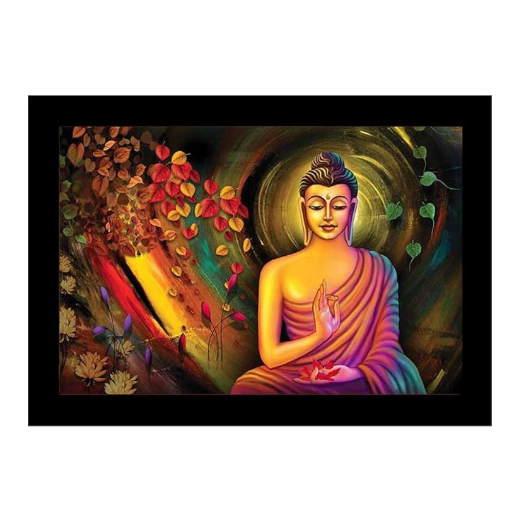 Lifehaxtore Enlighten Buddha Art Framed Painting Meditating Buddha