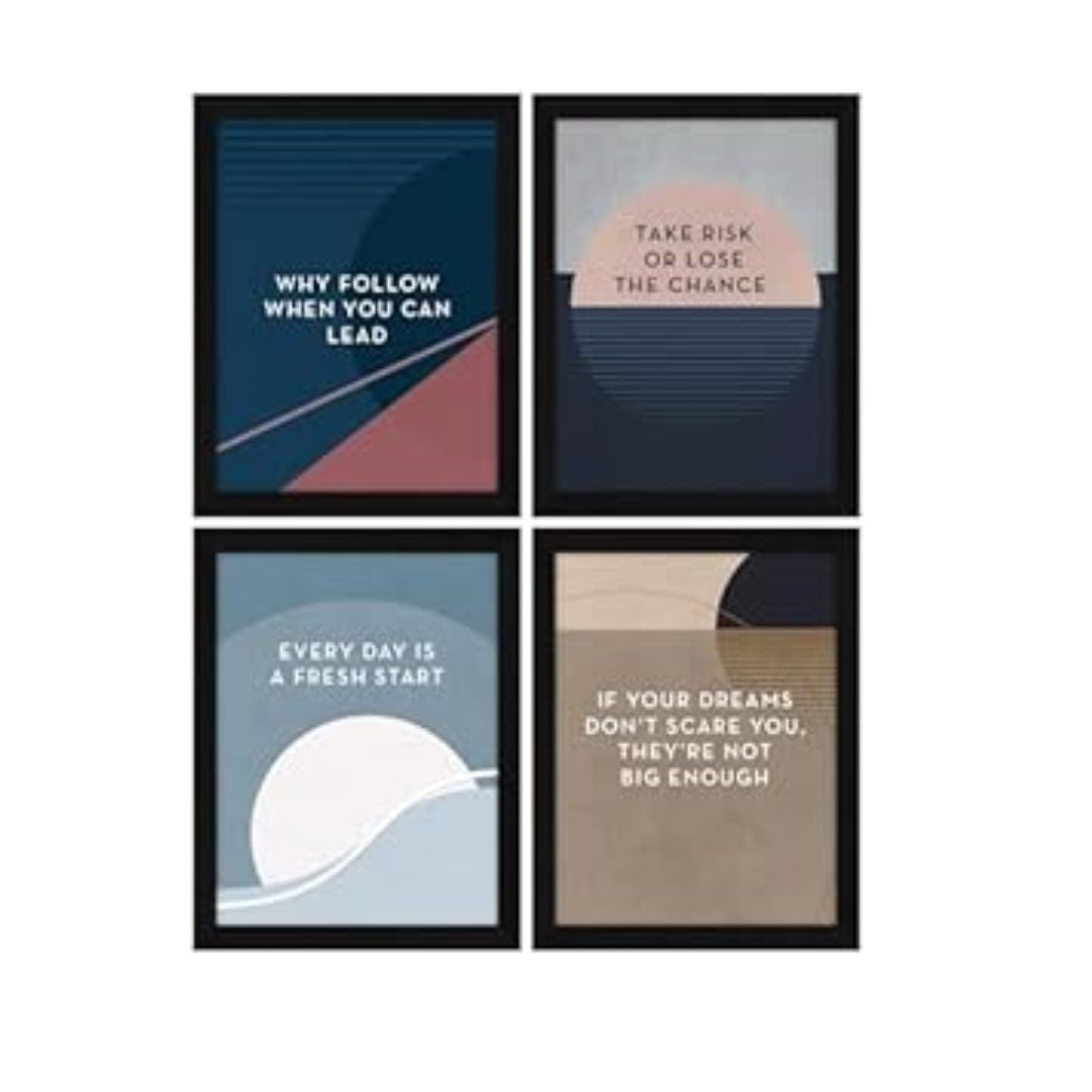 ArtX Paper Famous Motivational Quotes AXF00171-MOT Framed Posters Set of 4