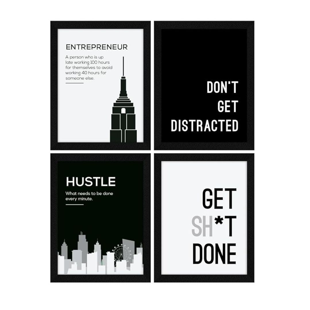 ArtX Paper Famous Motivational Quotes AXF00168-MOT Multicolor Framed Posters Set of 4
