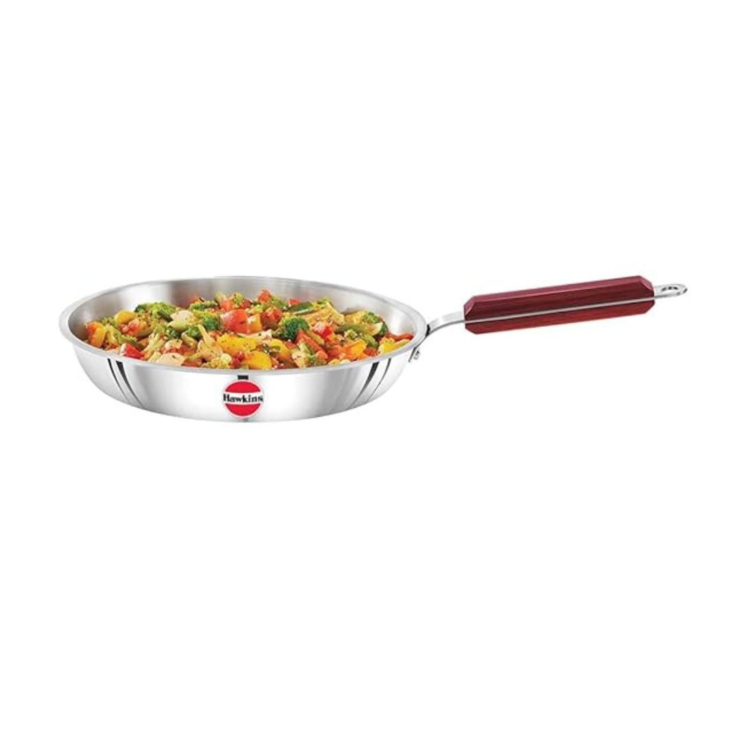 Hawkins 24 cm Frying Pan Triply Stainless Steel Fry Pan Silver