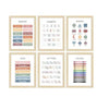 ArtX Paper Educational-01 Alphabets Numbers Colors Shapes Days Months Framed Wall Posters Kids Room Wall Frame Set Of 6