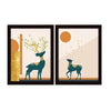 ArtX Paper Boho Deer Wall Art Painting Multicolor Abstract Set of 2