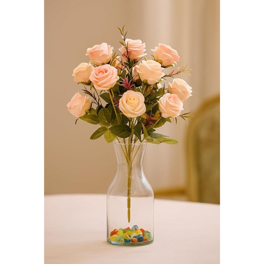 Artificial Flowers Bunch for Decoration Rose Flowers Ideal for Vase Without Vase