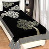 Fresh From Loom Floral Bedsheet Cum Bed Spread for Single Bed 500 Tc Chenille Premium Single Bedsheet Cum Bed Spread with 1 Pillow Cover Black