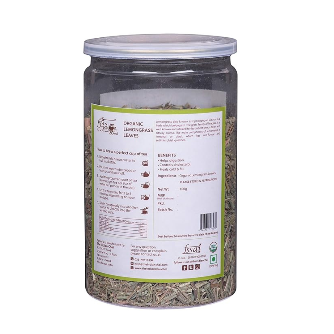The Indian Chai – Organic Lemongrass Tea Loose Leaves - 100 gms (Pack of 2)