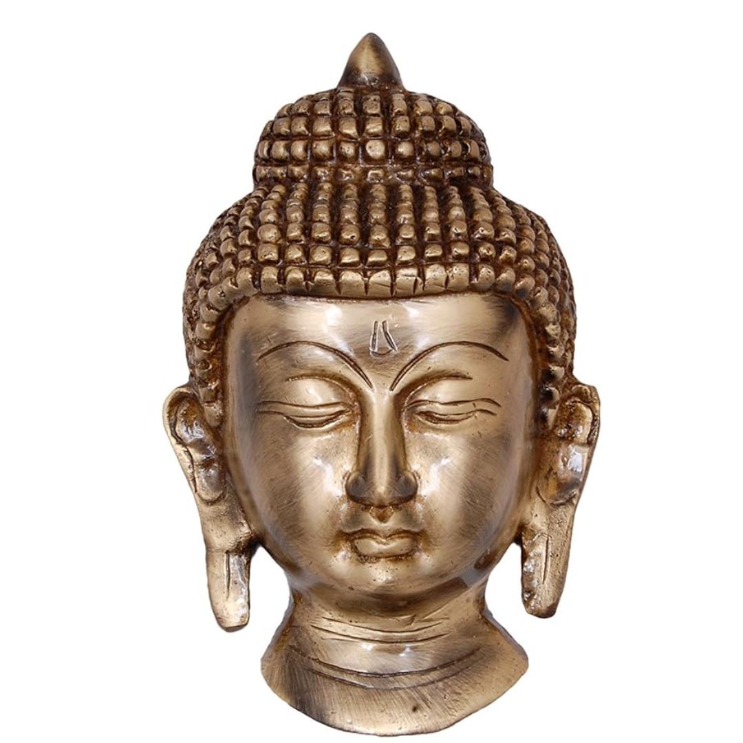 Two Moustaches Buddha Face Brass Wall Hanging