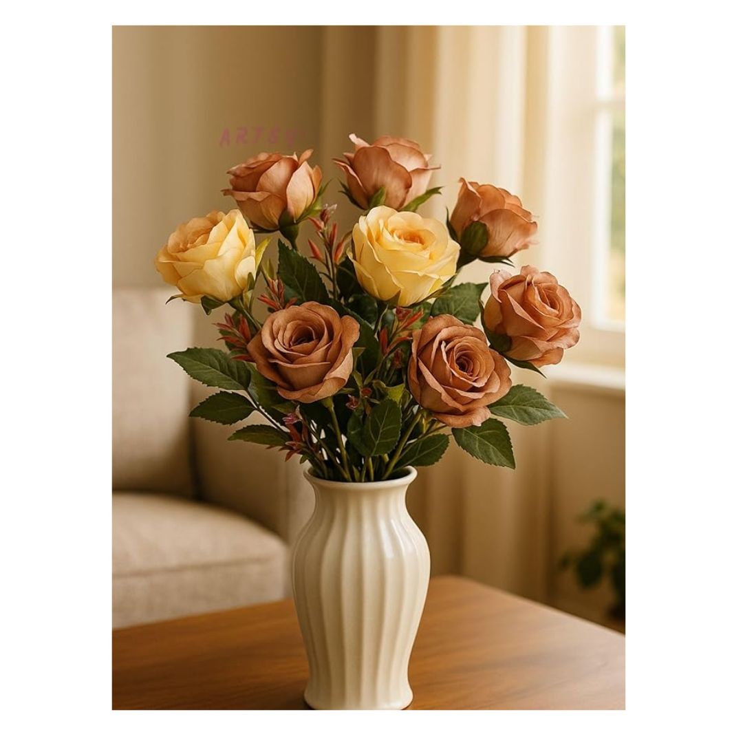 Artificial Flowers Bunch for Decoration Rose Flowers Ideal for Vase Without Vase