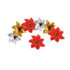 Christmas Poinsettias Red/Gold Velvet Decorative Artificial Flowers Christmas Flowers of Velvet Mix Color (Pack of 12)