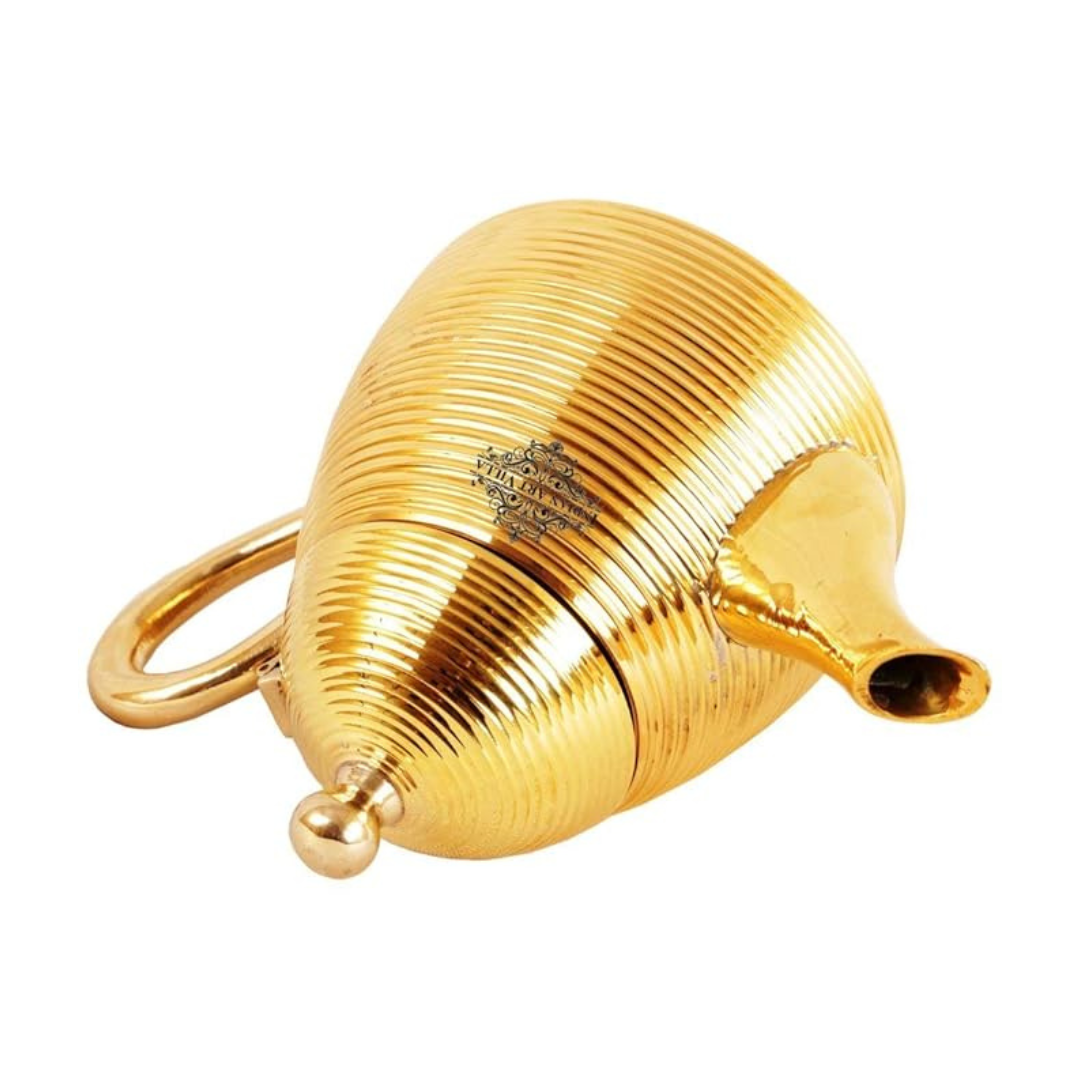 IndianArtVilla Handmade Brass Tea Pot Kettle | 50 ml  Capacity