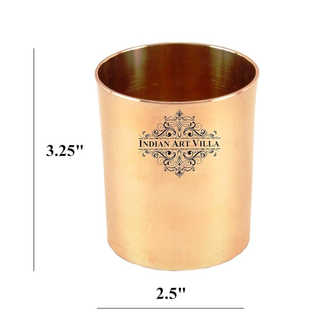 Indian Art Villa Bronze Kansa Utensils plain Glass Tumbler Cup|4