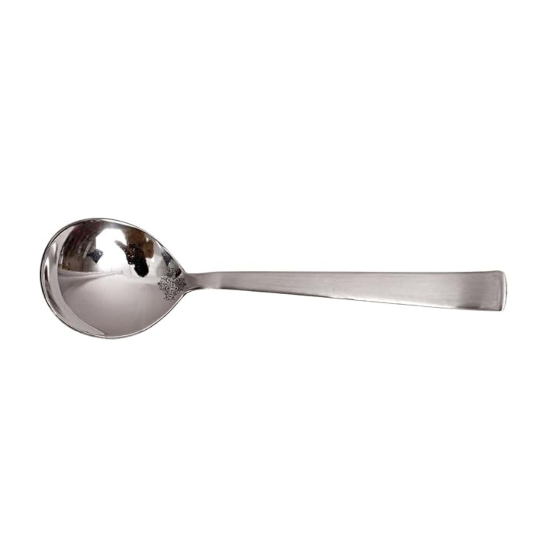 IndianArtVilla Matt Finsh Stainless Steel Serving Soup Spoon Cutlery, 1 Pieces