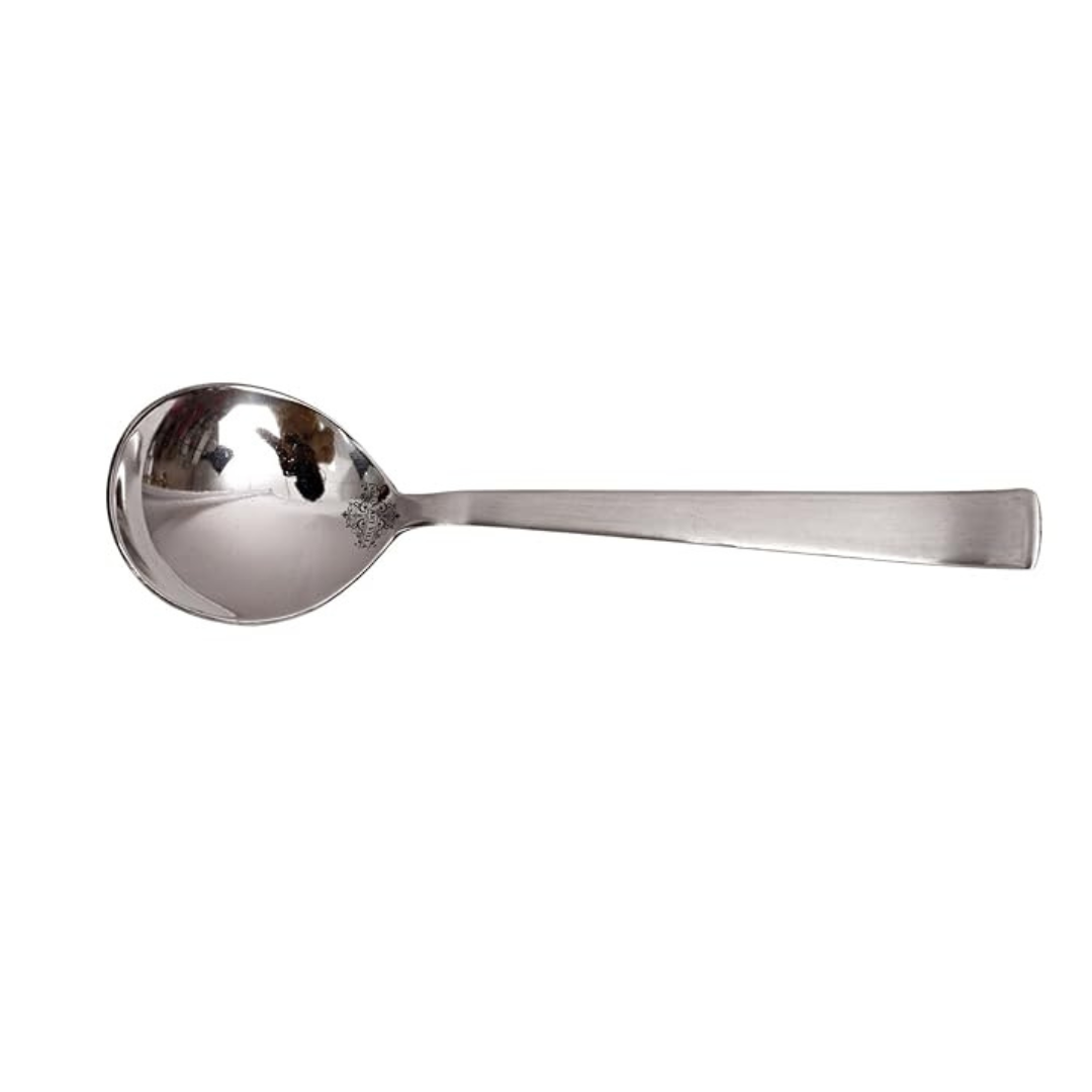 IndianArtVilla Matt Finsh Stainless Steel Serving Soup Spoon Cutlery Set, 6 Pieces