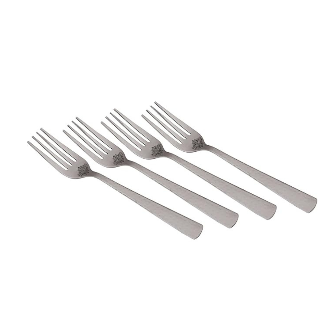 IndianArtVilla Handmade Hammered Stainless Steel Table Fork Cutlery Each - 40 gms